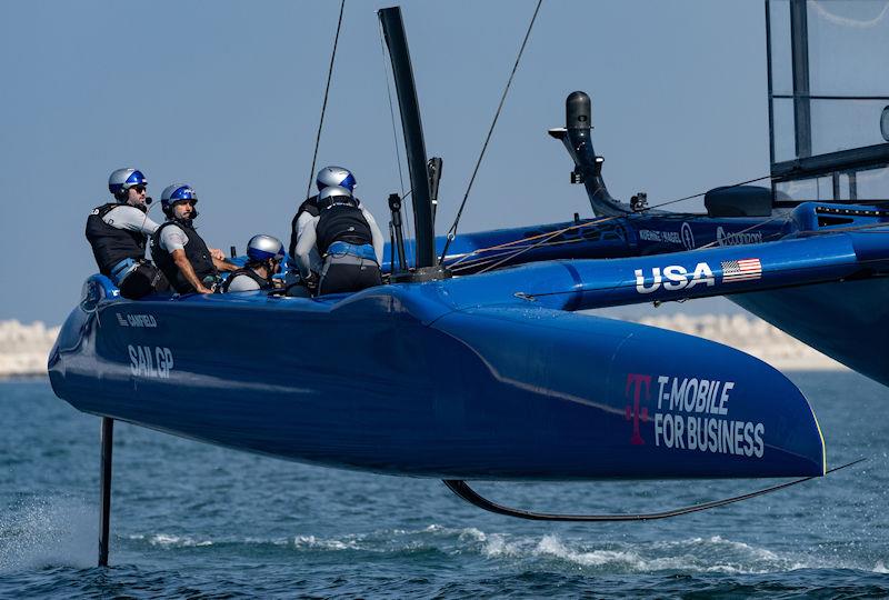 USA SailGP Team helmed by Taylor Canfield in action during a practice session ahead of the Emirates Sail Grand Prix presented by P&O Marinas in Dubai, United Arab Emirates - photo © Kieran Cleeves for SailGP