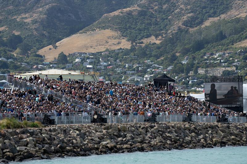 A view of spectators in the Grandstand on Race Day 1 of the ITM New Zealand Sail Grand Prix in Christchurch, New Zealand photo copyright Adam Warner for SailGP taken at  and featuring the F50 class