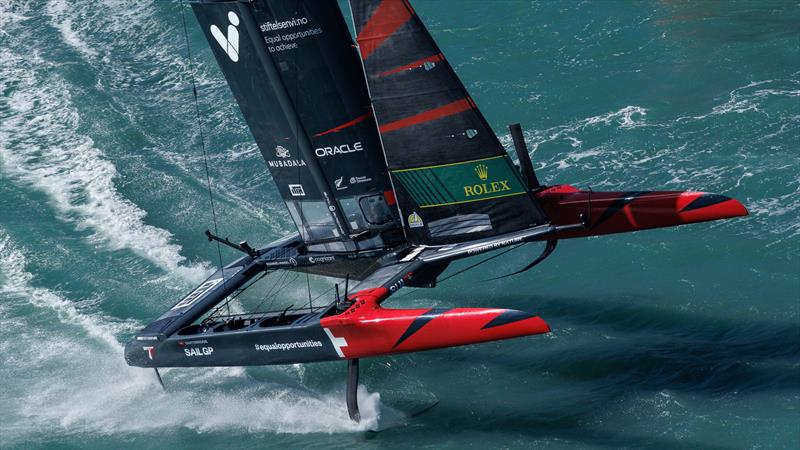 Switzerland SailGP Team in action on Race Day 2 of the ITM New Zealand Sail Grand Prix in Christchurch, 24th March  photo copyright Felix Diemer/SailGP taken at Naval Point Club Lyttelton and featuring the F50 class