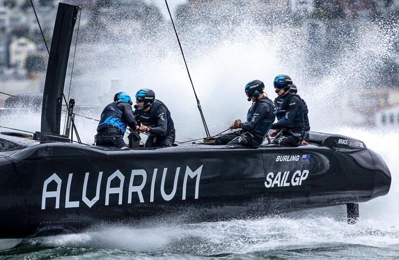 NZ SailGP Team - the Black Foils - Race Day 1 - SailGP Season 4 Grand Final in San Francisco, USA. July 13, 2024 - photo © Jed Jacobsohn/SailGP