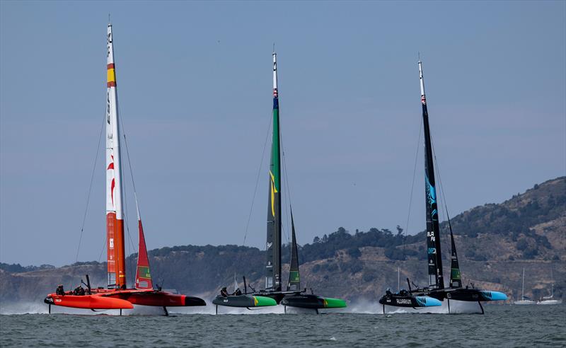 The three top teams contest the Grand Final - Race Day 2 -  SailGP Season 4 Grand Final in San Francisco, USA - July 14, 2024 - photo © Samo Vidic / SailGP