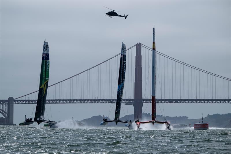 The three top teams contest the Grand Final - Race Day 2 -  SailGP Season 4 Grand Final in San Francisco, USA - July 14, 2024 photo copyright Riccardo Pinto / SailGP taken at San Francisco Yacht Club and featuring the F50 class