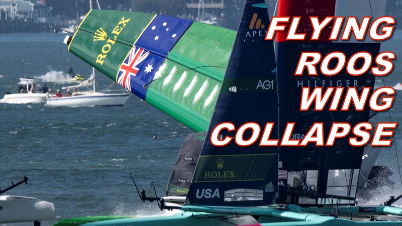 Flying Roos Wing Collapse - photo © Jason Ludlow for SailGP