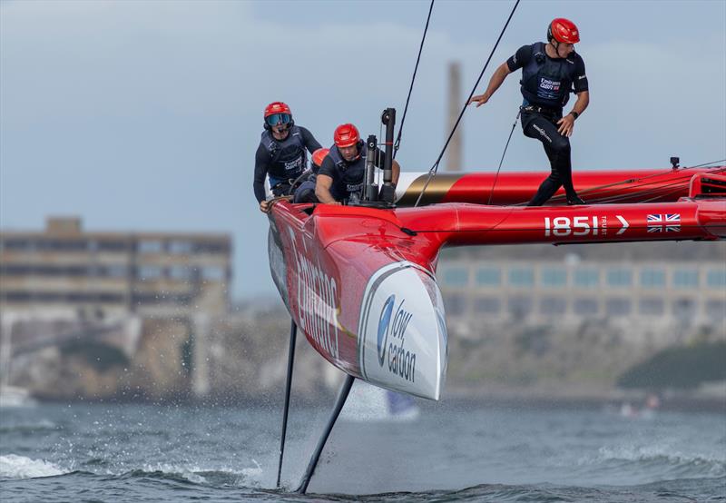 Emirates Great Britain SailGP Team helmed by Dylan Fletcher on Race Day 1 of the Oracle San Francisco Sail Grand Prix held in San Francisco, California, USA - photo © Felix Diemer for SailGP
