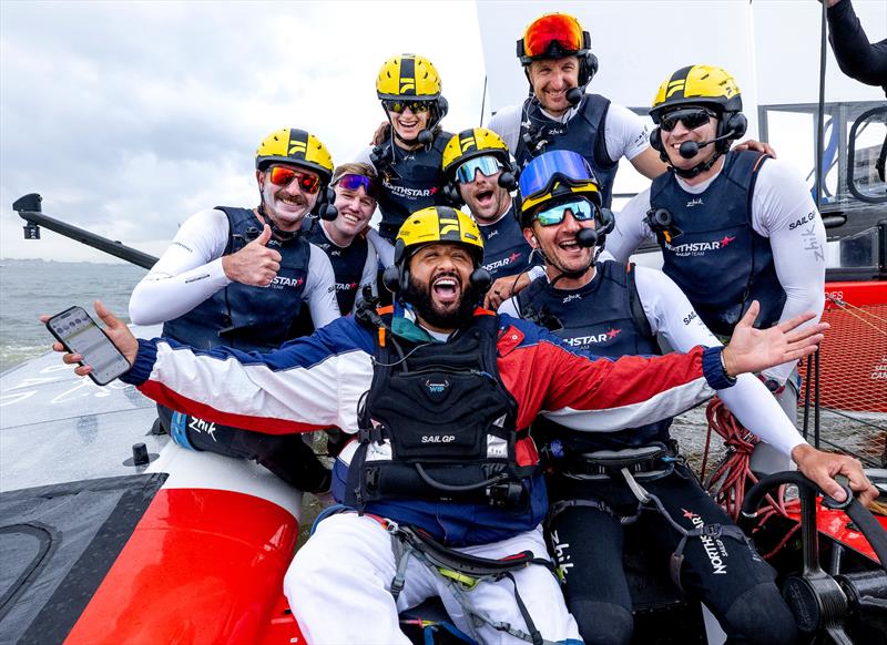 DJ Khaled, SailGP Chief Hype Officer, on board Canada NorthStar F50 as part of a sixth sailor experience - Day 1 of the Mubadala New York Sail Grand Prix - photo © Ricardo Pinto for SailGP