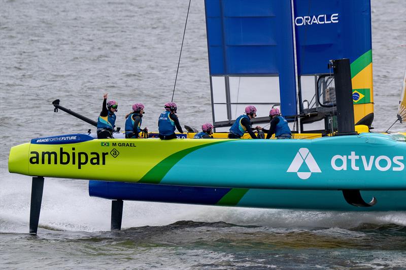Mubdala Brazil win Race 4 - Day 2 of the Mubadala New York Sail Grand Prix  photo copyright Jason Ludlow /SailGP taken at New York Sailing Club and featuring the F50 class