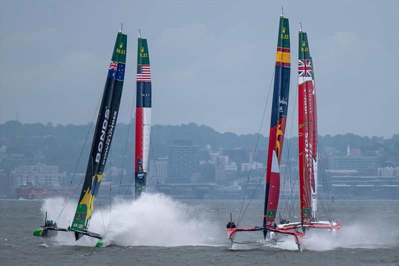 BONDS Flying Roos SailGP Team lead USA SailGP Team, Spain SailGP Team, Emirates Great Britain SailGP Teamand Canada NorthStar SailGP Team on Race Day 2 of the Mubadala New York Sail Grand Prix - photo © Jason Ludlow for SailGP