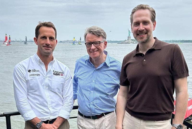 Sir Ben Ainslie was joined by Lord Peter Mandelson and Oliver Christian - Mubadala New York Sail Grand Prix - photo © Emirates GBR