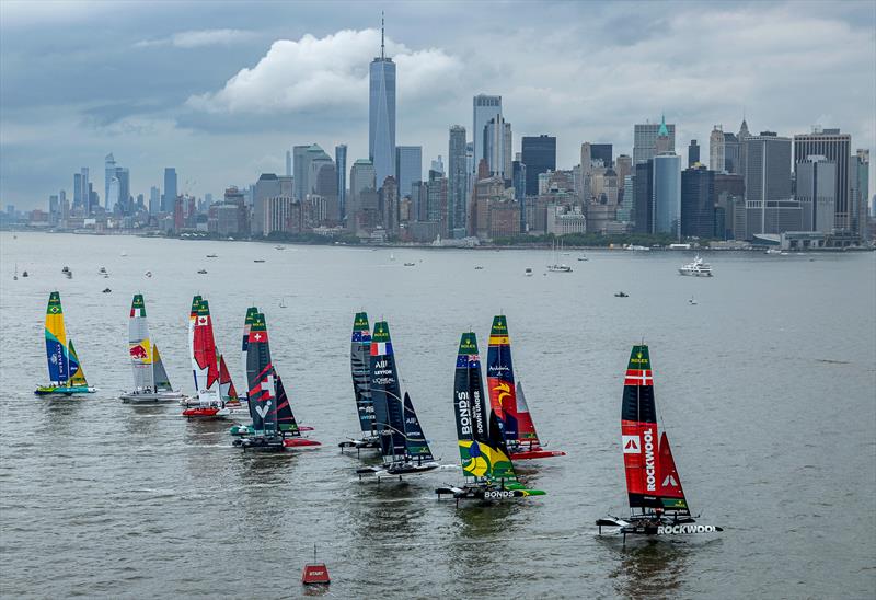SailGP sailed in a venue that was ideal for fans, but for very difficult for sailors - Day 2 of the Mubadala New York Sail Grand Prix  photo copyright Samo Vidic/SailGP taken at New York Sailing Club and featuring the F50 class