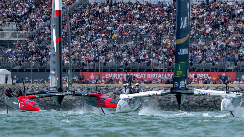 Switzerland SailGP Team and France SailGP Team on Race Day 2 of the Emirates Great Britain Sail Grand Prix in Portsmouth, UK - photo © SailGP