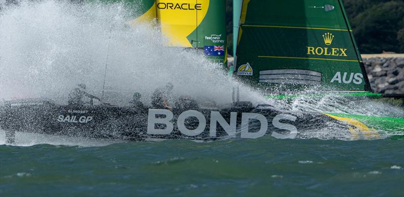 BONDS Flying Roos SailGP Team helmed by Tom Slingsby on Race Day 2 of the Emirates Great Britain Sail Grand Prix in Portsmouth, UK - photo © Ricardo Pinto for SailGP