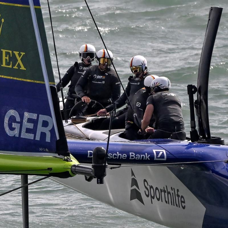 Germany SAILGP Team on Race Day 2 of the Emirates Great Britain Sail Grand Prix in Portsmouth, UK photo copyright David Maynard / www.alleycatphotographer.com taken at  and featuring the F50 class