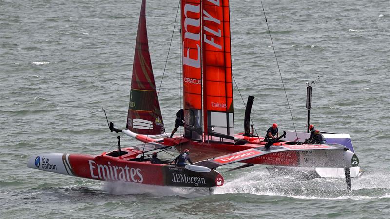 Emirates Great Britain SAILGP Team on Race Day 2 of the Emirates Great Britain Sail Grand Prix in Portsmouth, UK photo copyright David Maynard / www.alleycatphotographer.com taken at  and featuring the F50 class