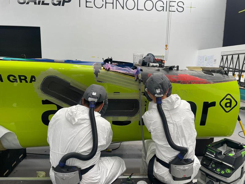Brazil under repair - SailGP Technologies, Southampton, August 2025 photo copyright SailGP Technologies taken at Portsmouth Sailing Club and featuring the F50 class