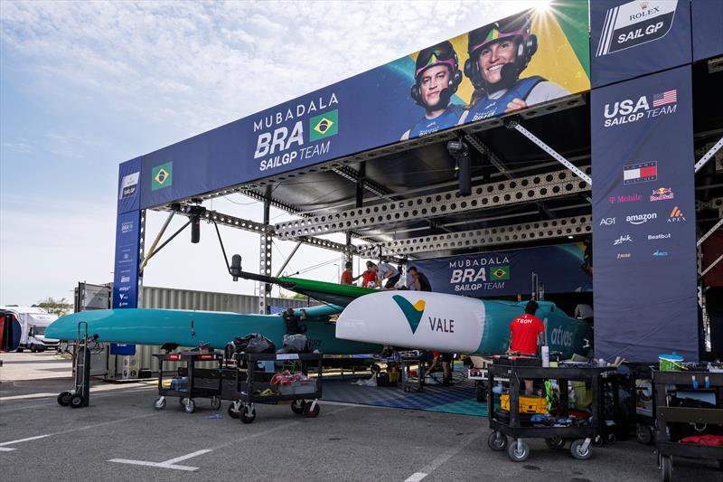 Mudabala Brazil is almost ready to race  - Rockwool France SailGP - Saint-Tropez - September 9, 2025 photo copyright Jason Ludlow/SailGP taken at Société Nautique de Saint-Tropez and featuring the F50 class