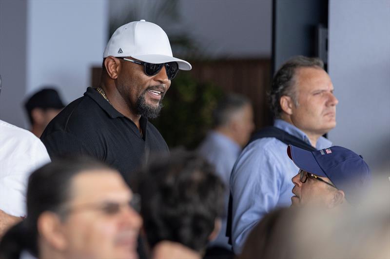 Former American footballer Ray Lewis in the Adrenaline Lounge - Race Day 2 of the Rolex Switzerland Sail Grand Prix - Geneva, Switzerland - September 21, 2025 - photo © David Cliff for SailGP
