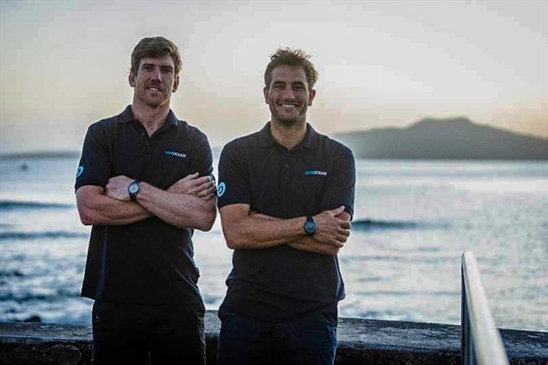 Peter Burling and Blair Tuke co-founders of Live Ocean, with a small part of the inner Hauraki Gulf in the background photo copyright Live Ocean taken at Royal New Zealand Yacht Squadron and featuring the F50 class
