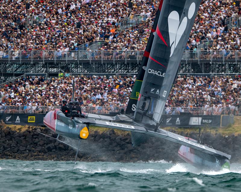 Switzerland SailGP Team  in action on Race Day 2 of Sail Grand Prix ,  Auckland, New Zealand. - January 2025 - photo © Ricardo Pinto/SailGP
