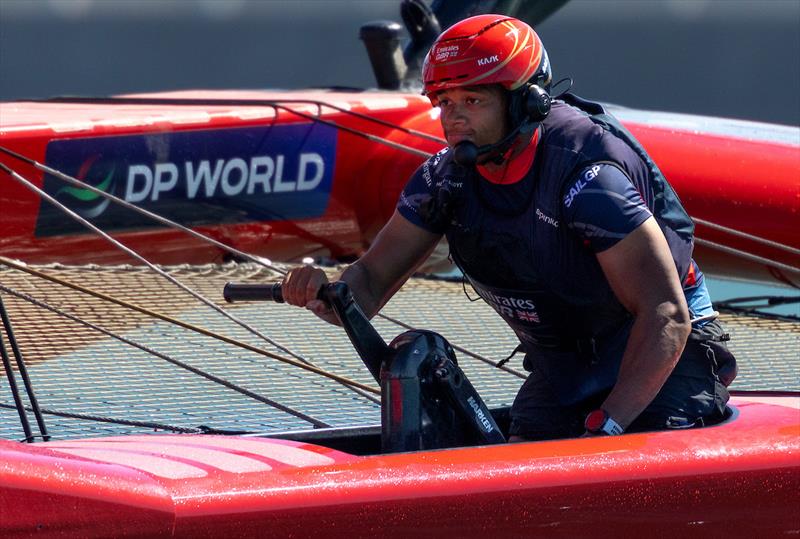 Emirates GBR Development Sailor, and former Greig City Academy student, Kai Hockley, on-board the F50 - photo © Felix Diemer for SailGP