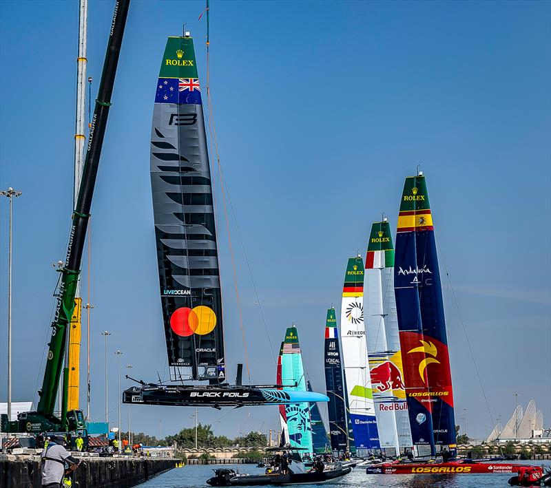 Black Foils crane in - SailGP Grand Final  - Abu Dhabi, UAE - November 27, 2025 - photo © Christopher Pike/SailGP
