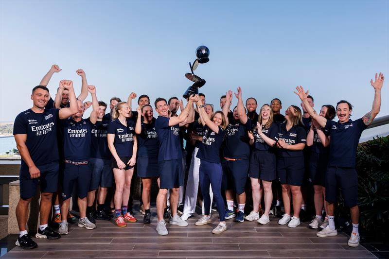 The Emirates Great Britain SailGP Team with the Impact League trophy - photo © Trevor Brown, Jr. for SailGP