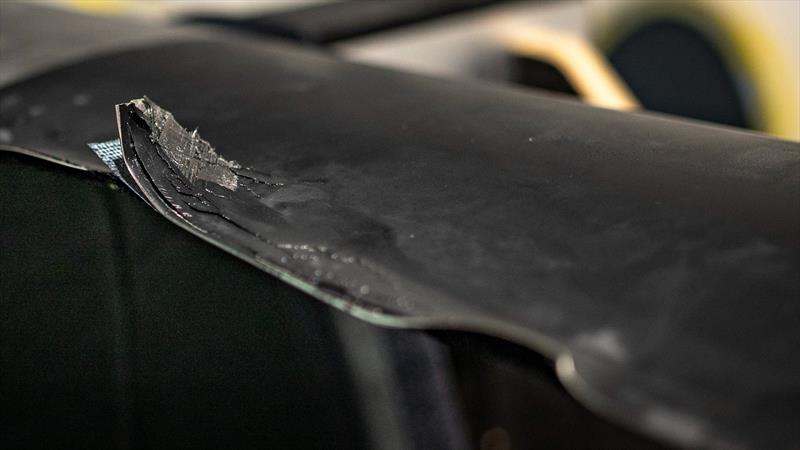  Black Foils damaged rudder elevator after the Race 4 startline shunt - Day 1 -  Mubadala Abu Dhabi Sail Grand Prix Season Grand Final - November 29, 2025 - photo © SailGP