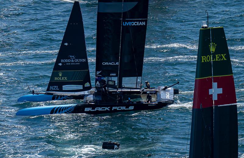 Black Foils floating port stern section - Oracle Perth Sail Grand Prix - Event 1, Day 1, Season 6 - January 17, 2026  - photo © James Gourley/SailGP