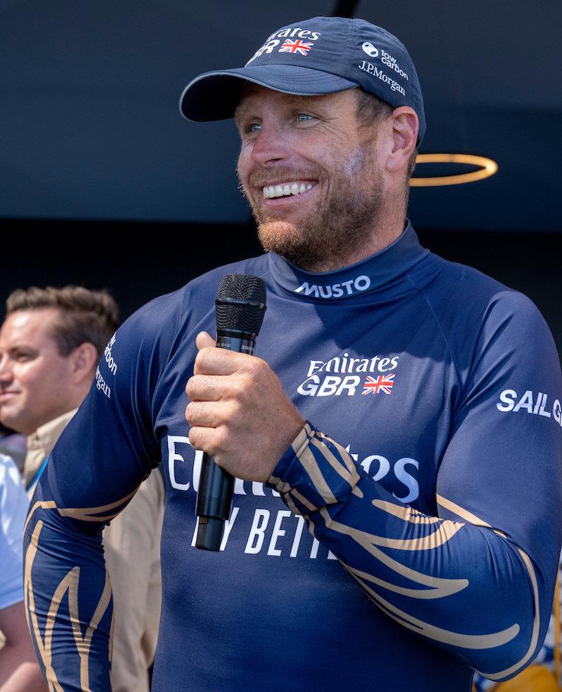 Luke Parkinson, flight controller of Emirates Great Britain SailGP Team, is interviewed in the Adrenaline Lounge after winning the event - Oracle Perth Sail Grand Prix photo copyright Andrew Baker for SailGP taken at  and featuring the F50 class