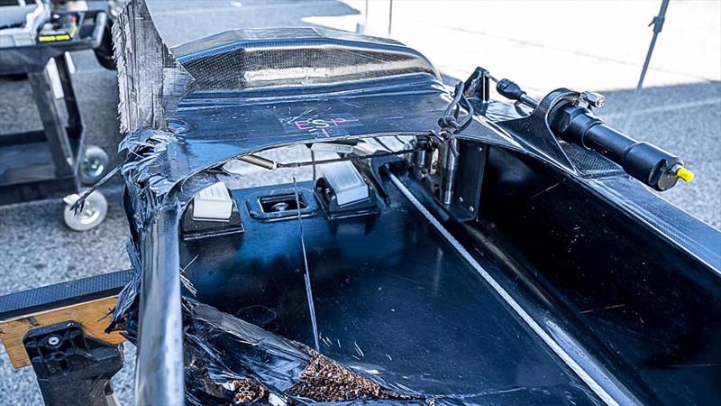 Damaged cockpit - Los Gallos - SailGP Technologies -  February 2026 - photo © SailGP