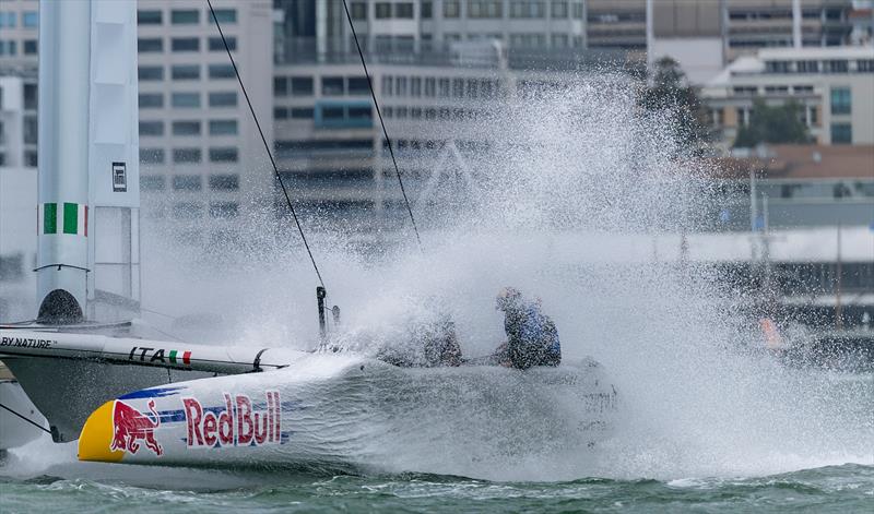 Red Bull Italy SailGP Team helmed by Phil Robertson in action, on Race Day 2 of the ITM New Zealand Sail Grand Prix in Auckland, New Zealand photo copyright Felix Diemer for SailGP taken at  and featuring the F50 class