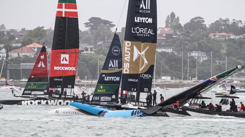 Wingsail collapses - Black Foils - Day 1 of ITM NZ SailGP - Auckland - February 14, 2026 - photo © Richard Gladwell - Sail-World.com/nz