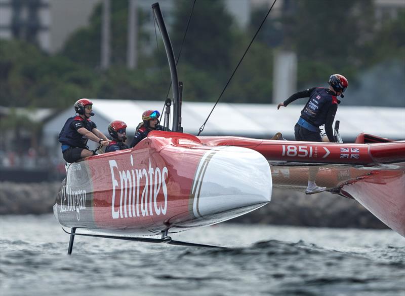 Stuart Bithell, wing trimmer of Emirates Great Britain SailGP Team, runs across the boat on Race Day 1 of the ENEL Rio Sail Grand Prix - photo © Gabriel Heusi for SailGP