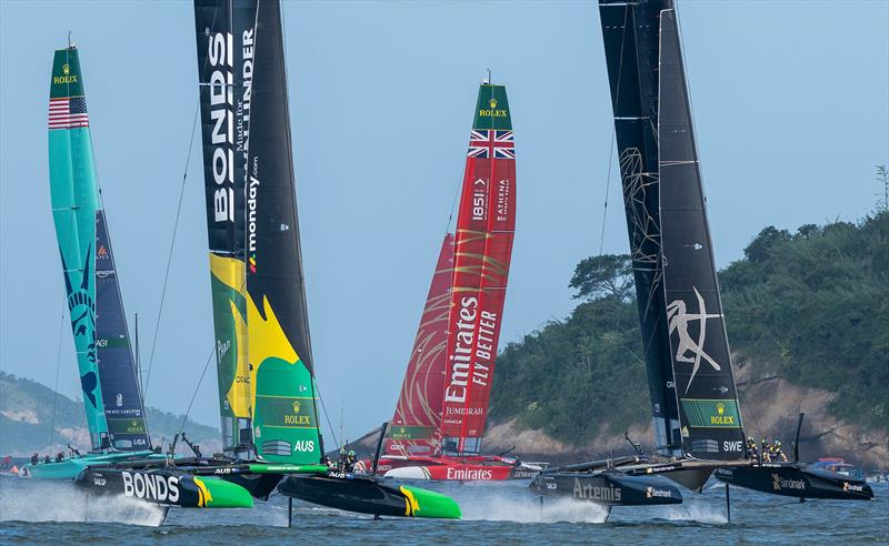 Australia, USA, Great Britain and Artemis - Race Day 2 of the ENEL Rio Sail Grand Prix in Rio de Janeiro, Brazil - April 12, 2025 - photo © Ricardo Pinto/SailGP