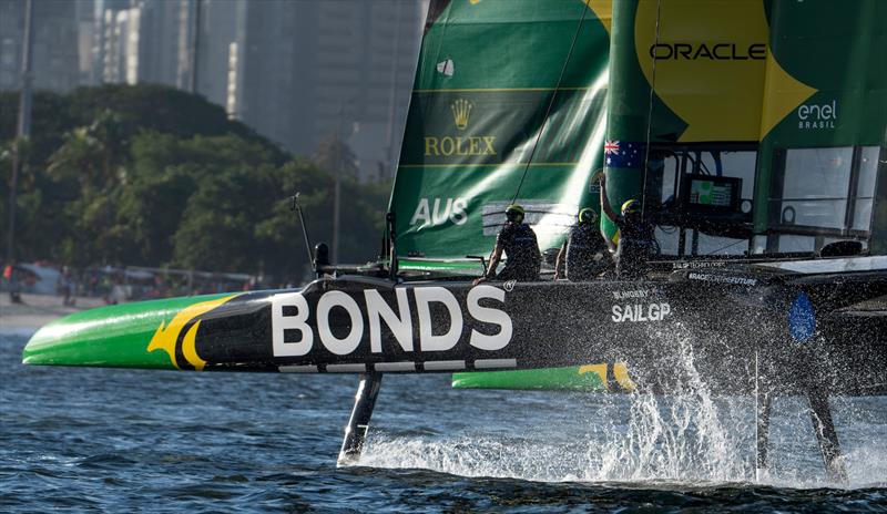 BONDS Flying Roos SailGP Team driven by Tom Slingsby celebrates as the victory on Race Day 2 of the ENEL Rio Sail Grand Prix - photo © Jason Ludlow for SailGP