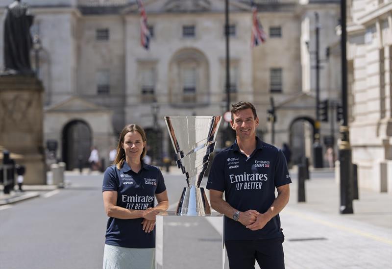 Emirates GBR athletes Dylan Fletcher and Hannah Mills and team principal and CEO Sir Ben Ainslie joined SailGP executives Andrew Thompson and Leah Davis in central London to start the countdown to the Emirates Great Britain Sail Grand Prix - photo © Jason Ludlow for SailGP.
