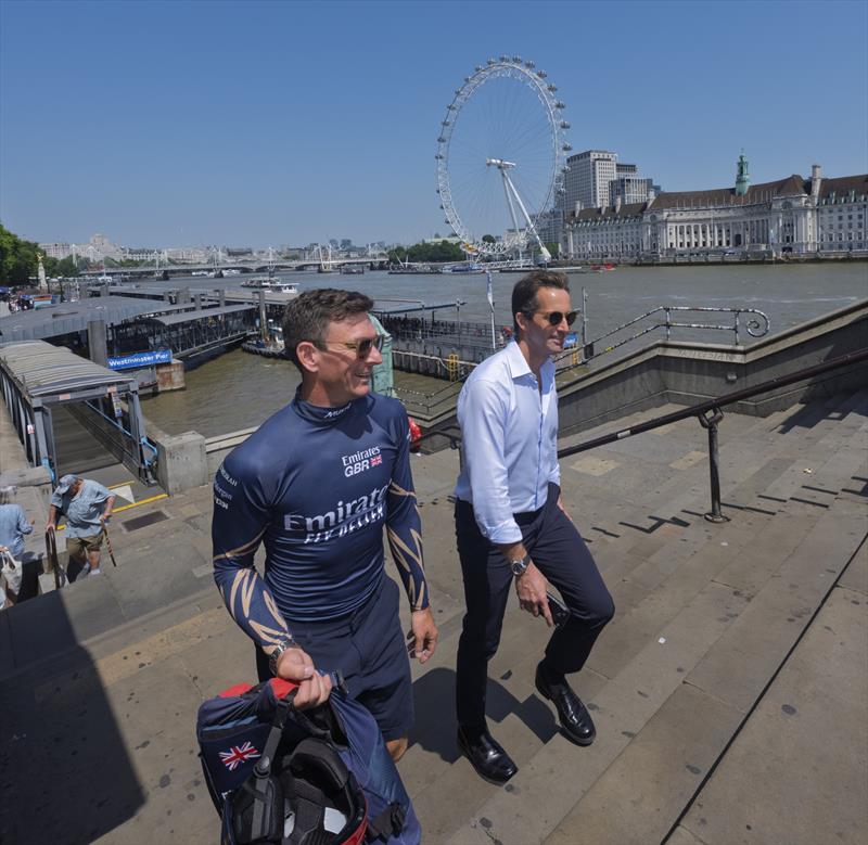 Emirates GBR athletes Dylan Fletcher and Hannah Mills and team principal and CEO Sir Ben Ainslie joined SailGP executives Andrew Thompson and Leah Davis in central London to start the countdown to the Emirates Great Britain Sail Grand Prix - photo © Jason Ludlow for SailGP.