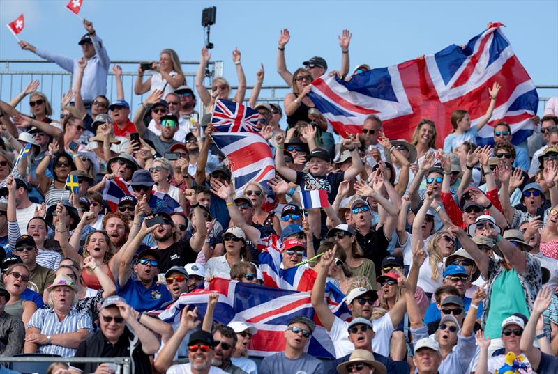 Thousands of fans packed the grandstand on Southsea Common on day 2 - Emirates Great Britain Sail Grand Prix 2026 - photo © SailGP