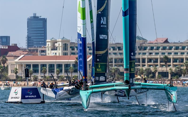 USA leads France and Germany - Day 1 - Spain Sail Grand Prix - Valencia - September 5, 2026 - photo © Felix Diemer/SailGP