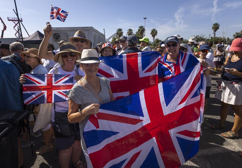 Emirates Great Britain SailGP Team supporters in the race stadium on Race Day 1 of the Spain Sail Grand Prix in Valencia, Spain - photo © Benjamin Rosewall for SailGP