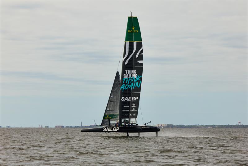 SailGP athletes and an F50 catamaran sailing from the American Magic High Performance Center in Pensacola, Florida photo copyright Blake Jones/SailGP taken at Pensacola Yacht Club and featuring the F50 class