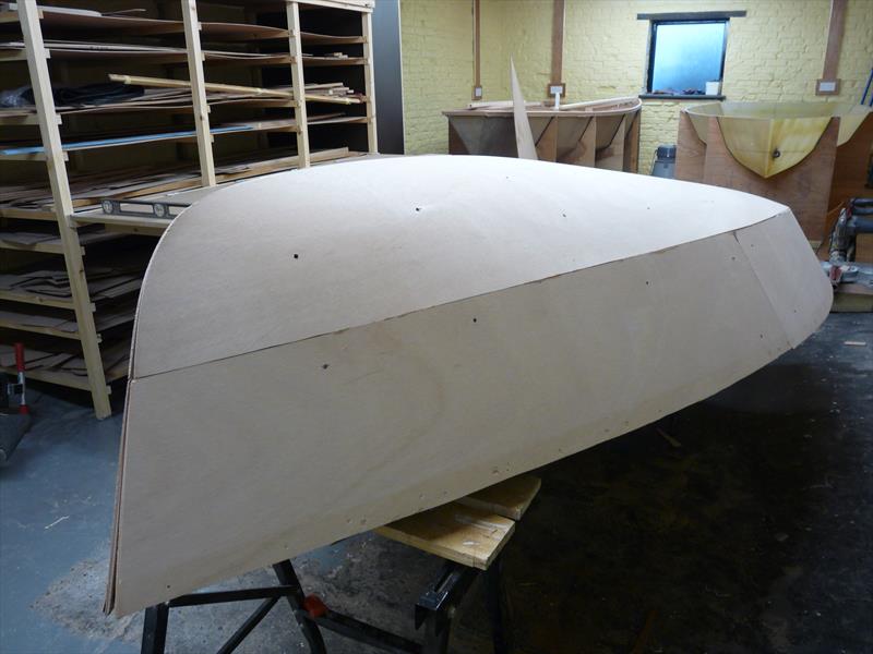 The Farr 3.7 UK demo boat is being built to Bruce Farr's traditional plywood design - photo © Dave Butler