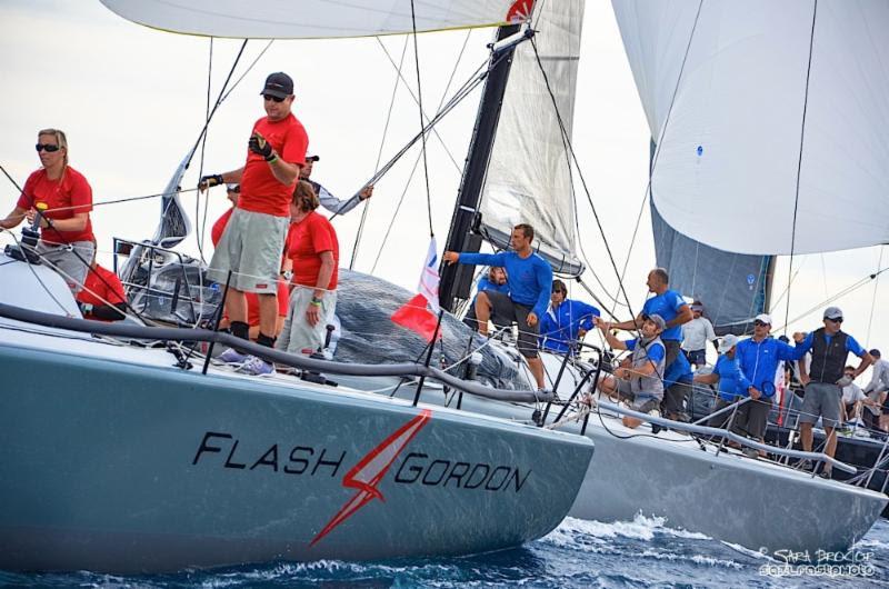 Flash Gordon 6, skippered by Helmut Jahn of Chicago, finished just ahead of Enfant Terrible following a match racing duel in the final race of the Farr 40 West Coast Championship photo copyright Sara Proctor / www.sailfastphoto.com taken at Santa Barbara Yacht Club and featuring the Farr 40 class