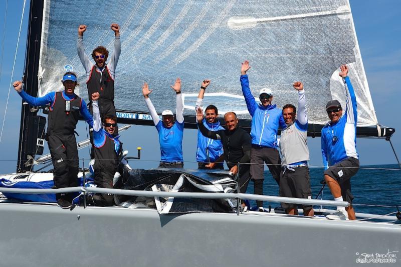 The Italian boys aboard Enfant Terrible celebrate after capturing the Farr 40 West Coast Championship photo copyright Sara Proctor / www.sailfastphotography.com taken at Cabrillo Beach Yacht Club and featuring the Farr 40 class