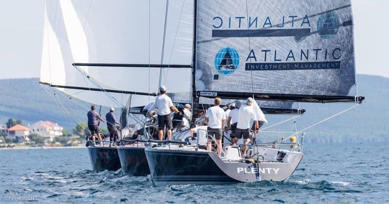 Owner-driver Alex Roepers steers Plenty downwind in tight quarters with two other boats during the D-Marin Farr 40 Zadar Regatta - photo © Farr 40 / ZGN