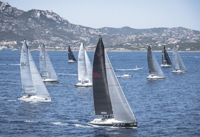 Rolex Farr 40 World Championships day 3 - Zen leading the fleet photo copyright Rolex / Kurt Arrigo taken at Yacht Club Costa Smeralda and featuring the Farr 40 class