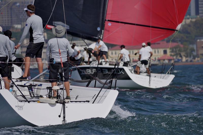 dake and Double Black (background) on day 1 of the Farr 40 Australian Open Series National Championship photo copyright Tilly Lock taken at Royal Sydney Yacht Squadron and featuring the Farr 40 class
