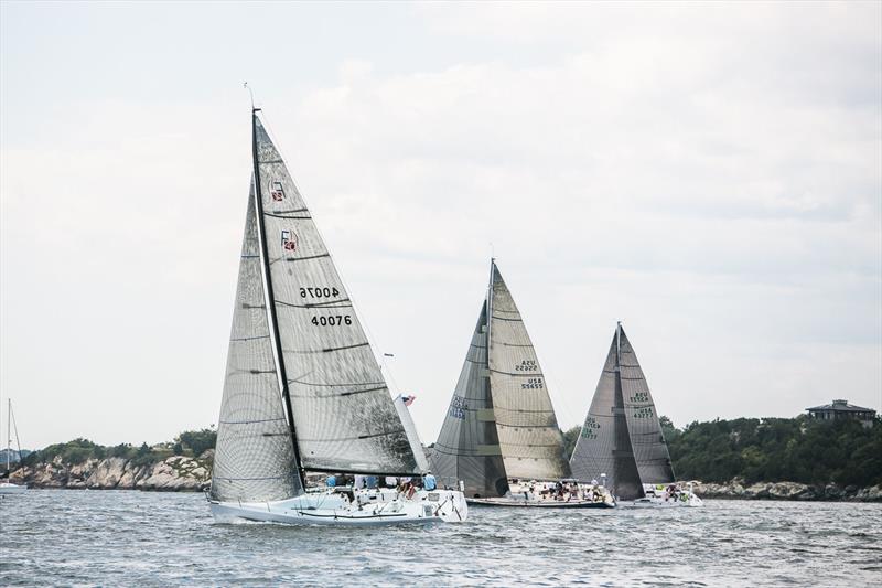 Kevin McNeil's Farr 40 Nightshift and Collegiate Challenge entries Massachusetts Maritime Academy's SHINDIG and University of Rhode Island's Crazy Horse racing in PHRF during the 2013 Ida Lewis Distance Race photo copyright Meghan Sepe taken at Ida Lewis Yacht Club and featuring the Farr 40 class