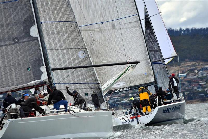 Wild West chasing War Games,  the Farr 40 which won Racing Division PHS and IRC - 2018 Crown Series Bellerive Regatta photo copyright Jane Austin taken at Bellerive Yacht Club and featuring the Farr 40 class
