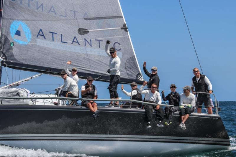Skipper Alex Roepers, standing in stern, and the Plenty crew celebrate after completing a wire-to-wire victory photo copyright Farr 40 Class / Joy Sailing taken at Long Beach Yacht Club and featuring the Farr 40 class