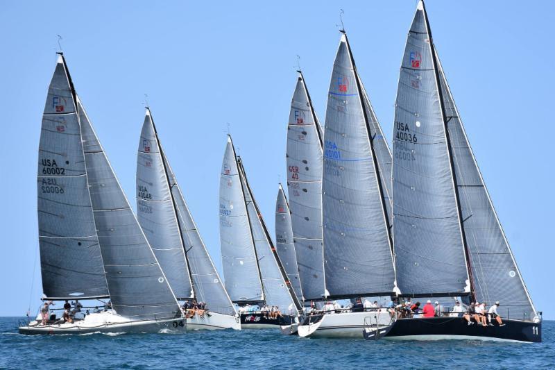 Norboy (Bow No.  11), the Chicago boat co-owned by Leif Sigmond and Marcus Thymian, leads the fleet during an upwind leg of the Verve Cup photo copyright Farr 40 Class Association taken at Chicago Yacht Club and featuring the Farr 40 class